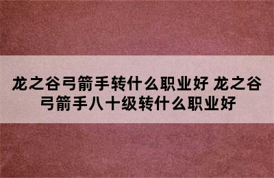 龙之谷弓箭手转什么职业好 龙之谷弓箭手八十级转什么职业好